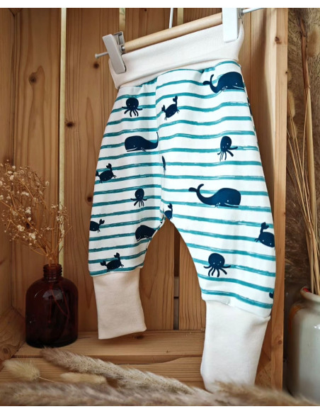 Pantalon évolutif bio - Marinière bleue