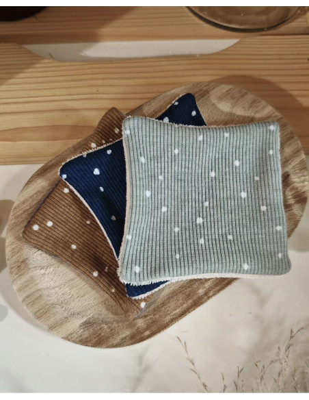 Cotons démaquillants bio Mix pois côtelé