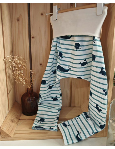 Pantalon évolutif bio - Marinière bleue