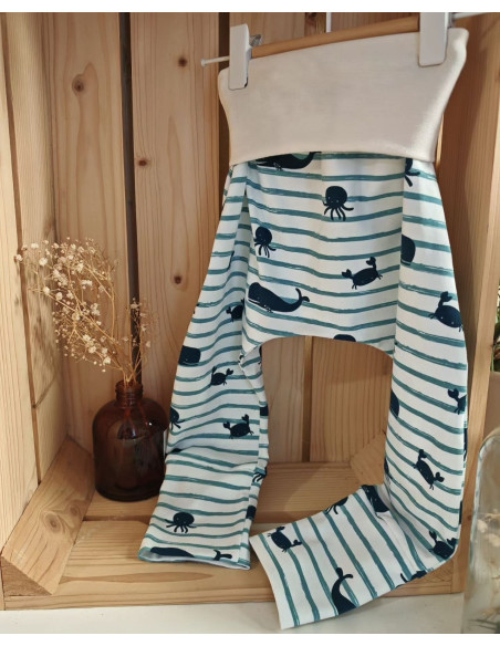 Pantalon évolutif bio - Marinière bleue