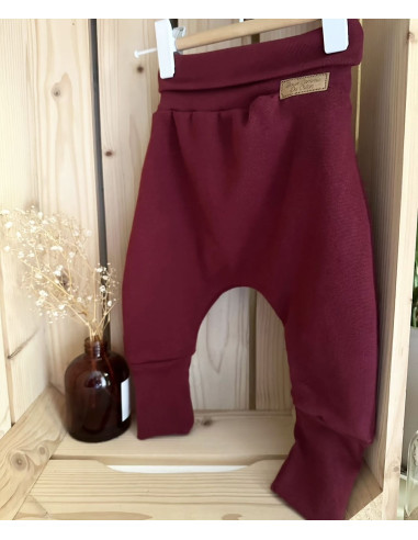 🔥🔥Pantalon réversible & évolutif bio - Fraises & uni bordeaux