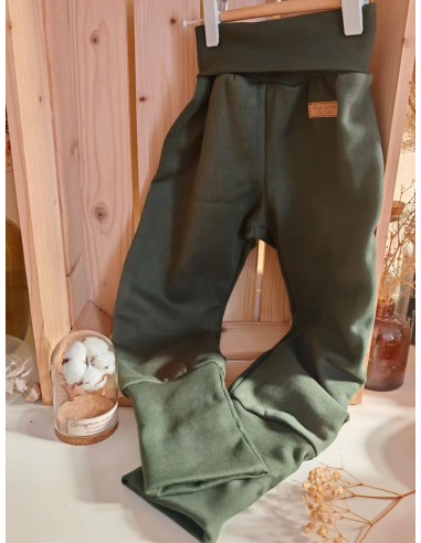 🔥🔥🔥Pantalon évolutif molletonné bio - Vert forêt - Taille 3 (3-6 ans)