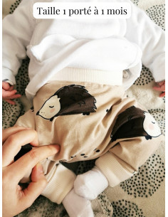 Pantalon évolutif bio - Pois fond prune côtelé 2