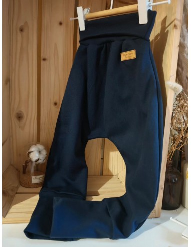Pantalon évolutif bio - Uni bleu marine non côtelé
