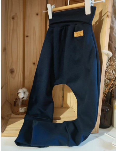 Pantalon évolutif bio - Uni bleu marine non côtelé