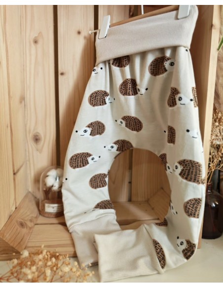 Pantalon évolutif bio - Hérisson fond beige