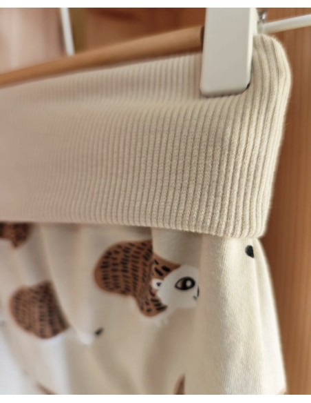 Pantalon évolutif bio - Hérisson fond beige