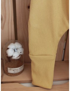 Pantalon évolutif bio - Uni jaune pâle côtelé 2
