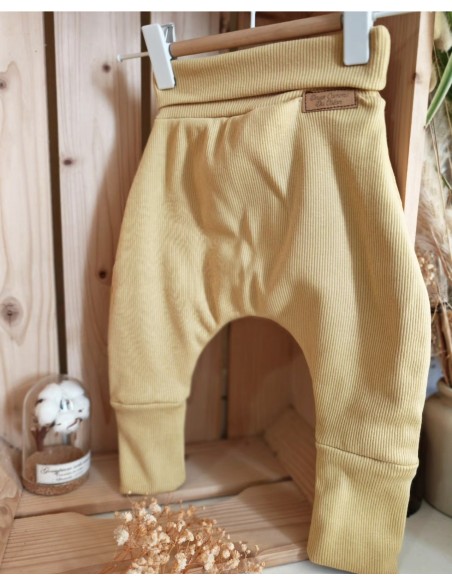 Pantalon réversible & évolutif bio - Tigres & uni jaune pâle côtelé