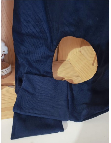 🔥🔥Pantalon réversible & évolutif bio - Coeurs & uni bleu côtelé