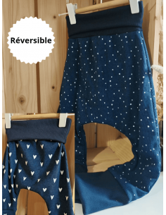 🔥🔥Pantalon réversible & évolutif bio - Coeurs & pois fond...