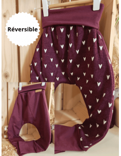 🔥🔥🔥Pantalon réversible & évolutif bio - Coeurs & uni...