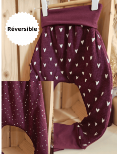 🔥🔥Pantalon réversible & évolutif bio - Coeurs & pois fond...