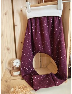 Pantalon évolutif bio - Pois fond prune côtelé