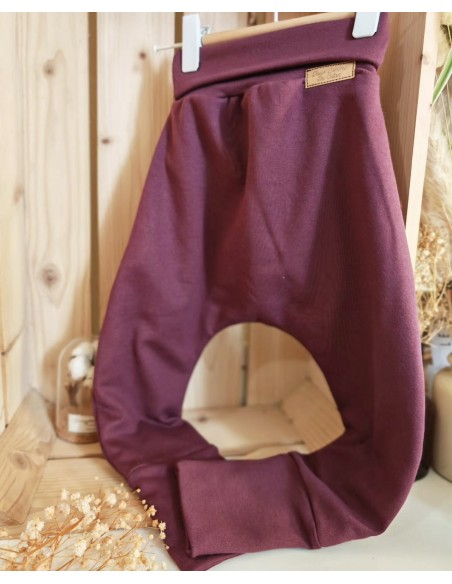 🔥🔥🔥Pantalon réversible & évolutif bio - Pois & prune molletonné