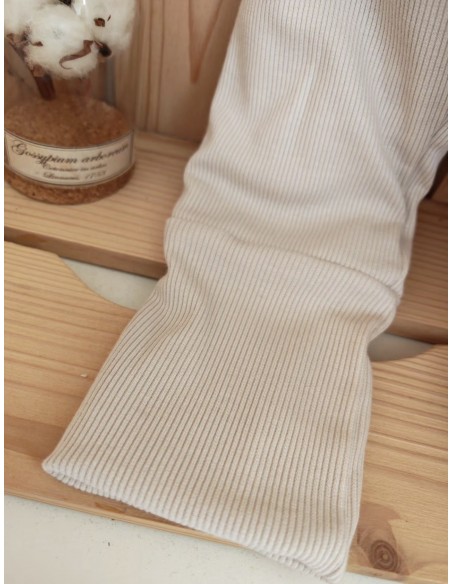 🔥🔥Pantalon réversible & évolutif bio - Pois & uni beige côtelé