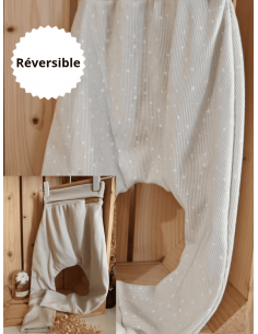 🔥🔥Pantalon réversible & évolutif bio - Pois & uni beige...