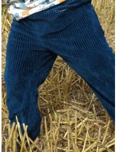 🔥🔥Pantalon évolutif en velours bleu océan bio