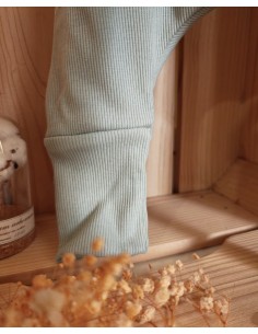 Pantalon évolutif bio - pois fond vert d'eau 2