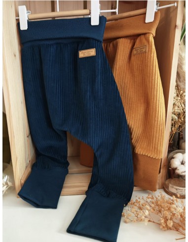 🔥🔥Pantalon évolutif en velours bleu océan bio