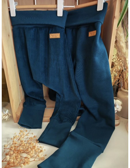 🔥🔥Pantalon évolutif en velours bleu océan bio