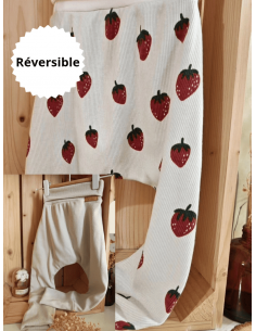 🔥🔥Pantalon réversible & évolutif bio - Fraises & uni...