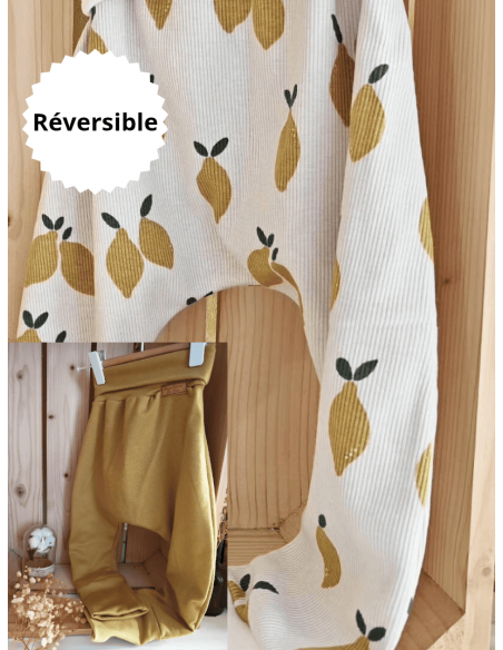 🔥🔥Pantalon réversible & évolutif bio - Citrons & uni moutarde