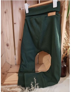 Pantalon évolutif bio - Uni vert forêt côtelé
