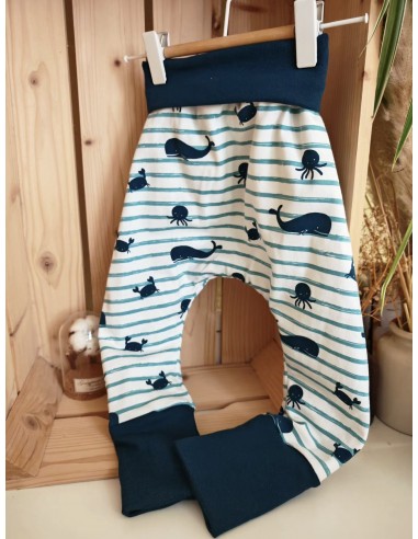 Pantalon évolutif bio - Marinière bleue