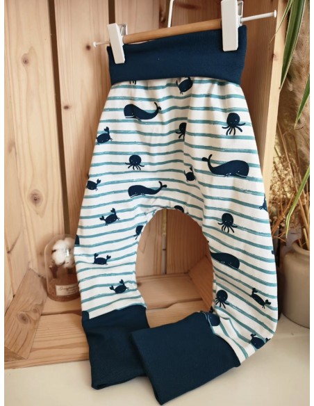 Pantalon évolutif bio - Marinière bleue