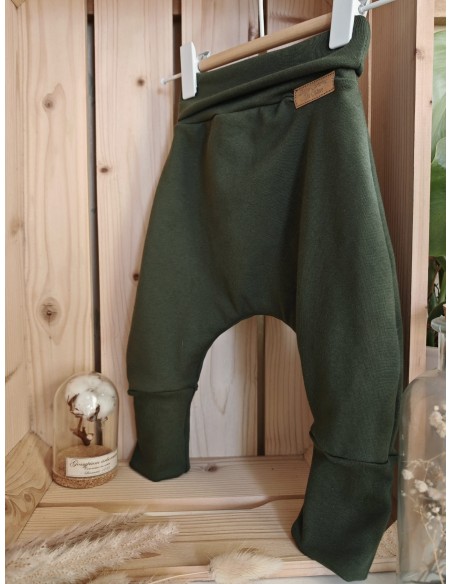🔥🔥Pantalon réversible & évolutif bio - Citron & uni vert forêt non côtelé