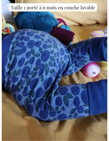 Pantalon évolutif bio - Uni bleu nautique non...