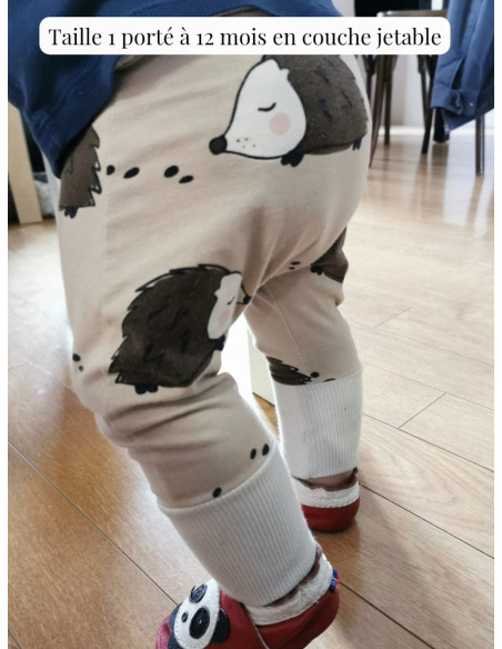 Pantalon évolutif bio - Uni bleu nautique non côtelé