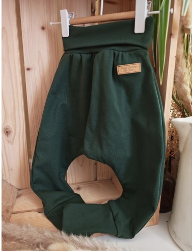 Pantalon évolutif bio - Uni vert forêt non côtelé