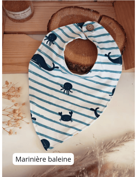 Bavoir réversible en coton biologique, 31 motifs au choix