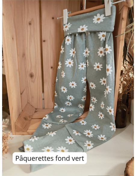 Legging évolutif bio - 14 motifs côtelés au choix - Taille 3 (3-6 ans)