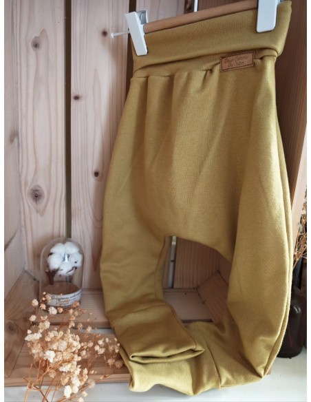 🔥🔥Pantalon réversible & évolutif bio - Pâquerettes & uni moutarde non côtelé
