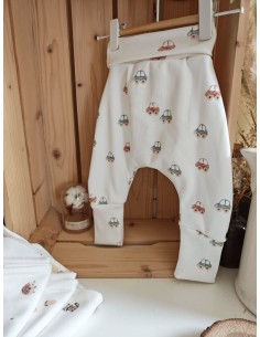 Pantalon évolutif bio - Petites voitures - côtelé
