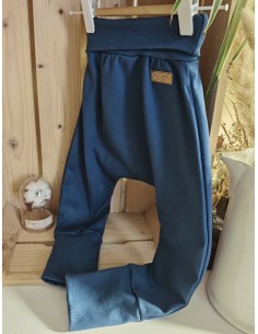 Pantalon évolutif bio - Uni bleu nautique non côtelé