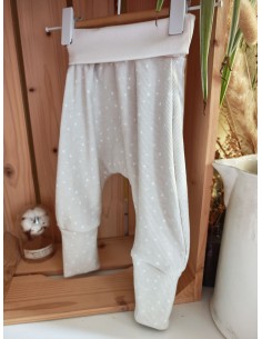 Pantalon évolutif bio - Pois fond écru 2