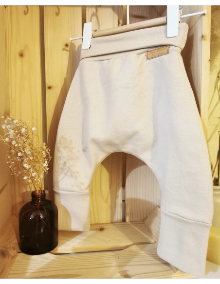 🔥🔥🔥Pantalon réversible & évolutif bio - Renard & uni café latte molletonné bio