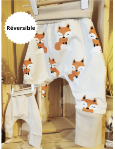 🔥🔥🔥Pantalon réversible & évolutif bio - Renard & uni café...