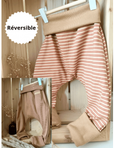 🔥🔥Pantalon réversible & évolutif bio - marinière & uni...