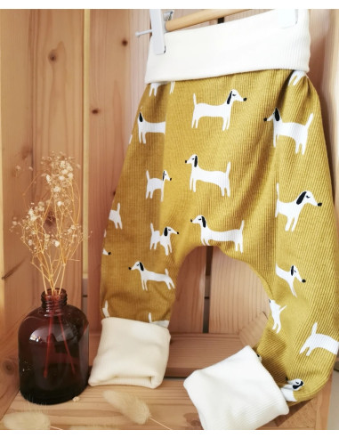 Pantalon évolutif bio - teckels côtelé