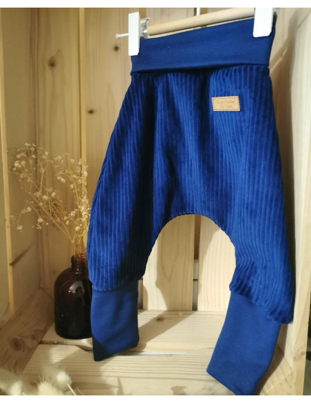 🔥🔥Pantalon évolutif en velours bleu nautique bio