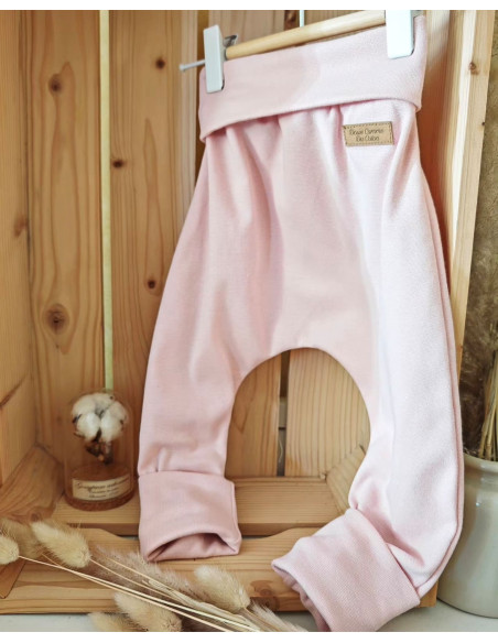 Pantalon évolutif bio - Uni rose ballerine